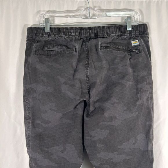 Vuori Hiking Pants Women's XL Grey Camo Drawstring Zip Cargo Pockets Stain - Picture 2 of 11